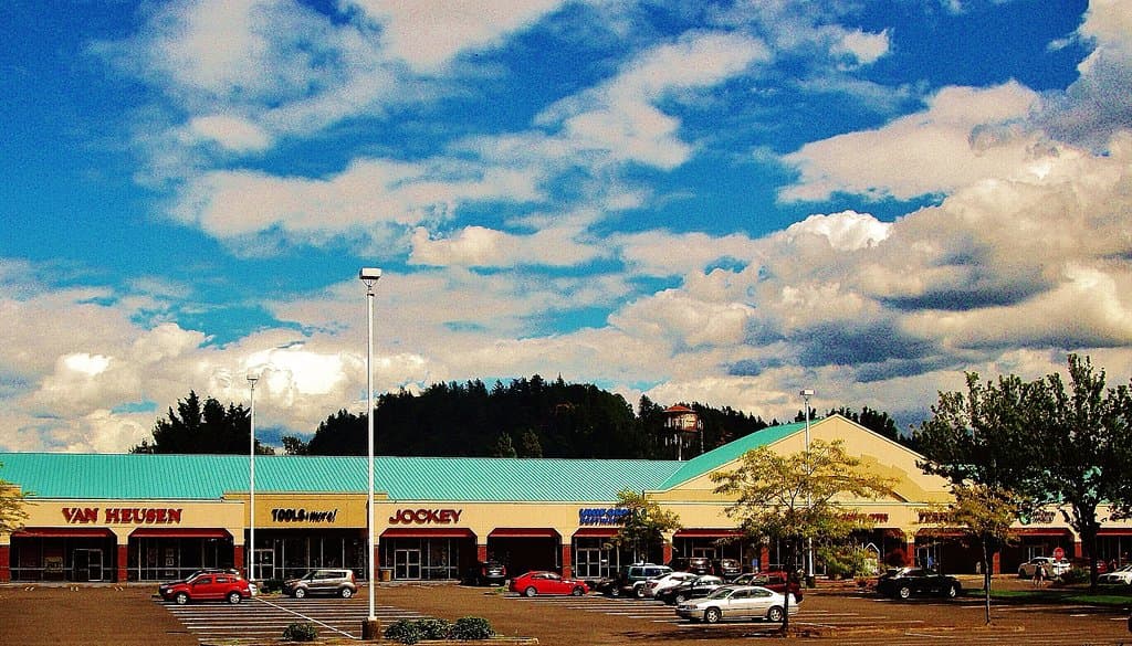 East side outlets and water tower off in distance