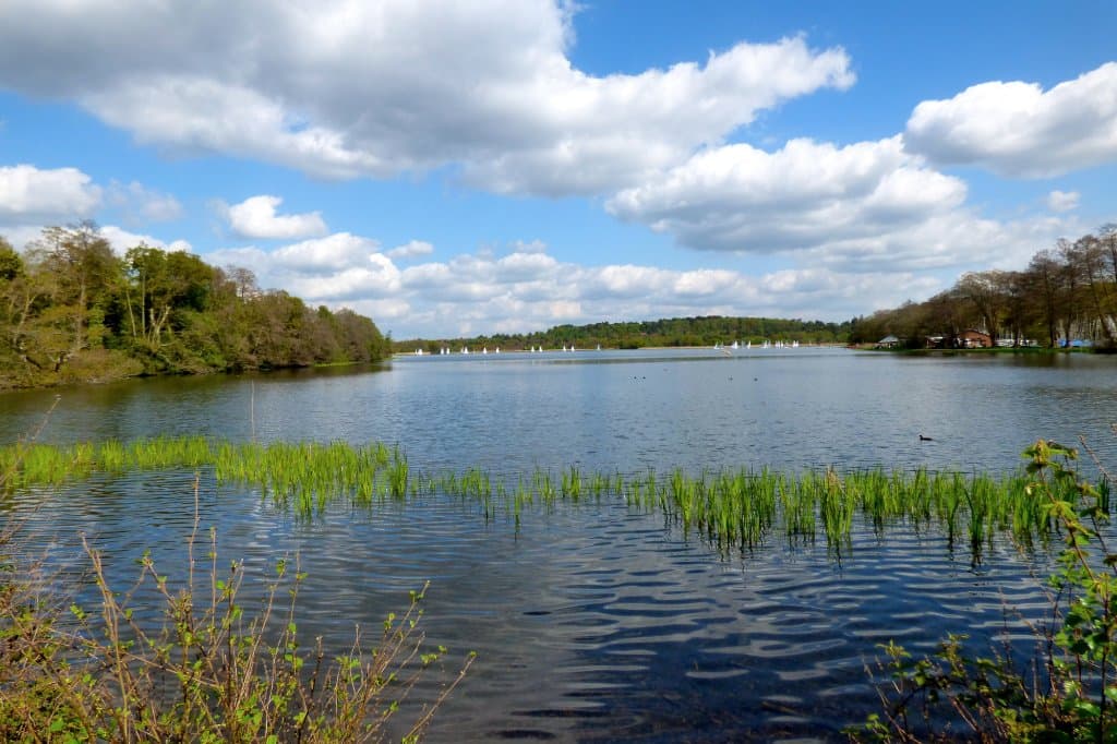 Frensham Pond's sailing facilities, near Farnham, Surrey