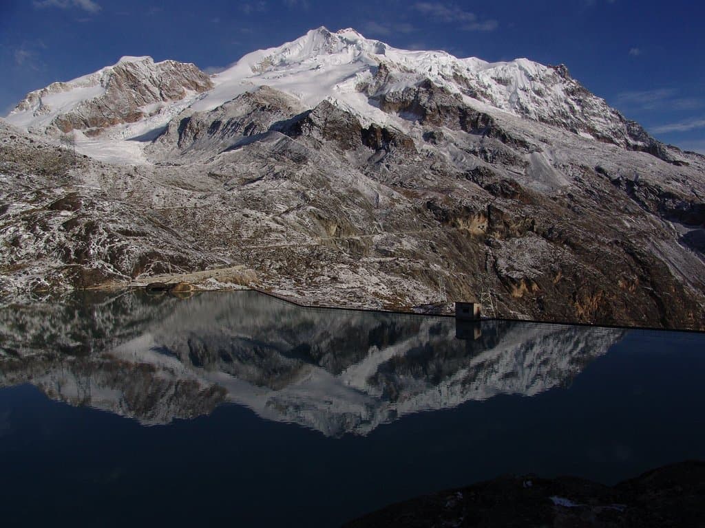 the view from our refugio in huayna potosi
