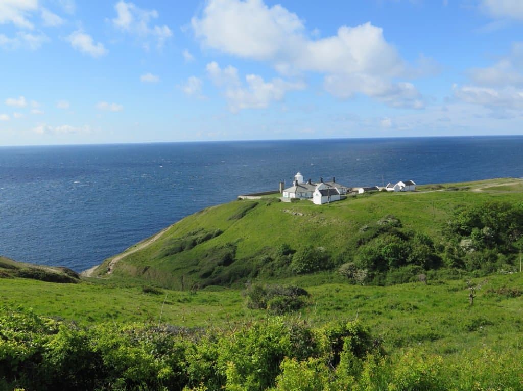 Anvil Point Lighhouse from the top of the trail