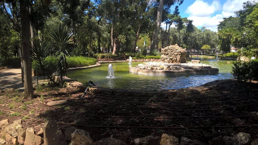 Serene Pond and Fountain