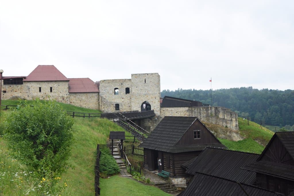 Dobczyce Castle with open air museum in the foreground