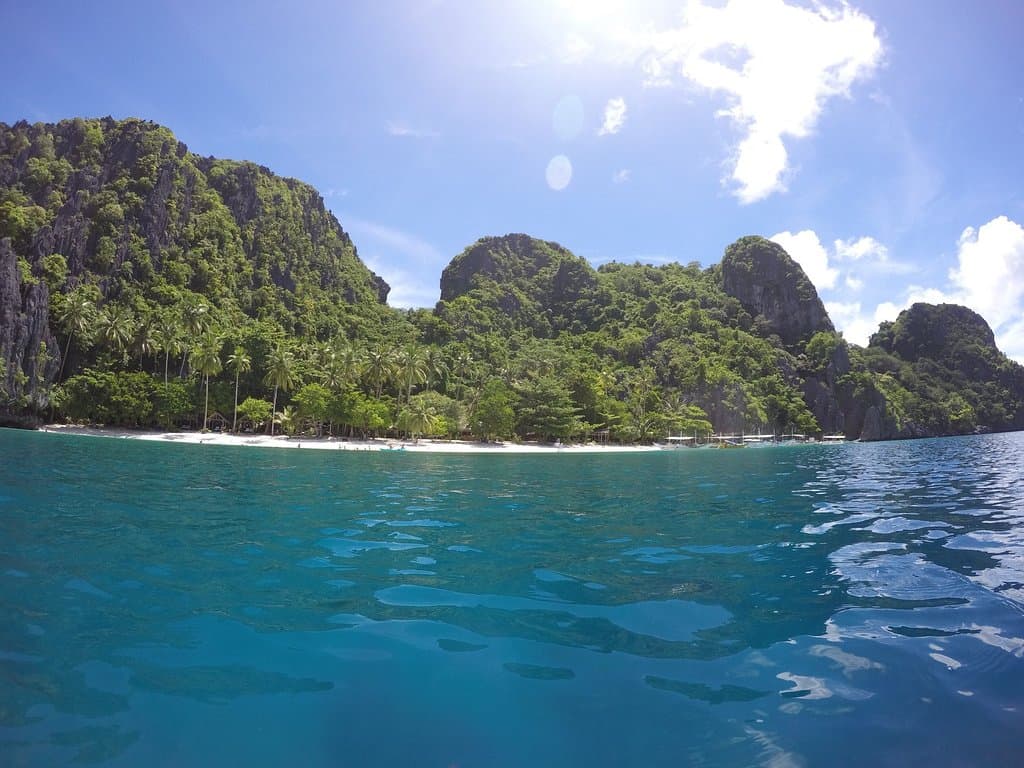 View from the ocean while skin diving