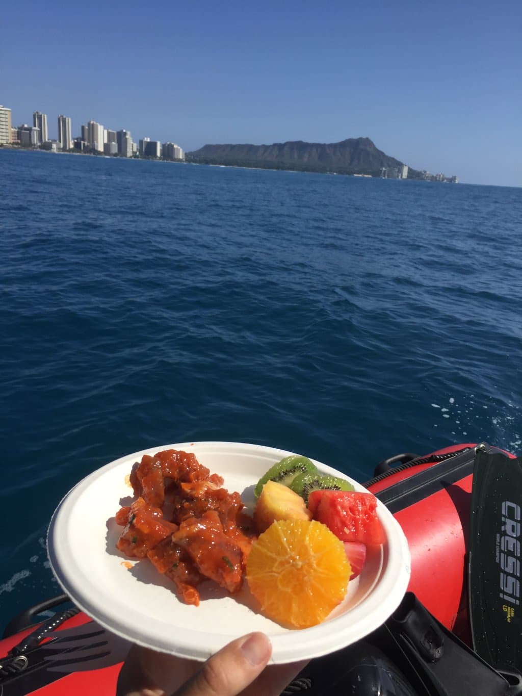 Fresh Poke & Island Fruits make our Turtle Canyon Snorkel the perfect day on the water!