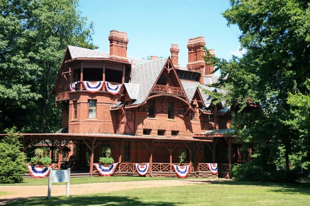 Patriotic bunting decorates the Mark Twain House throughout the summer months.