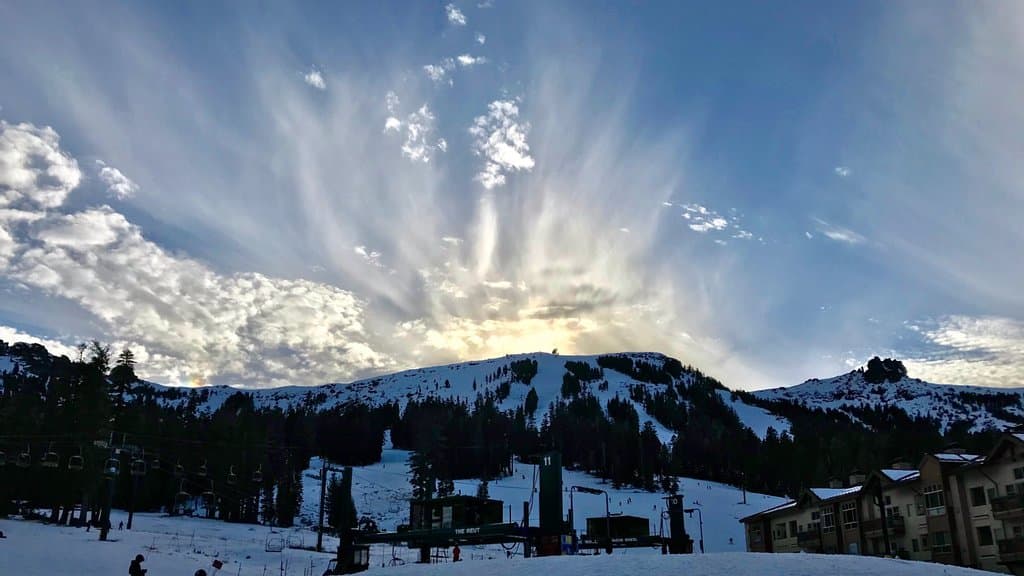 The view from the bottom of chair 1 at sunset.