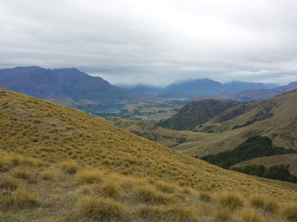 Looking down the hill towards Lake Hayes