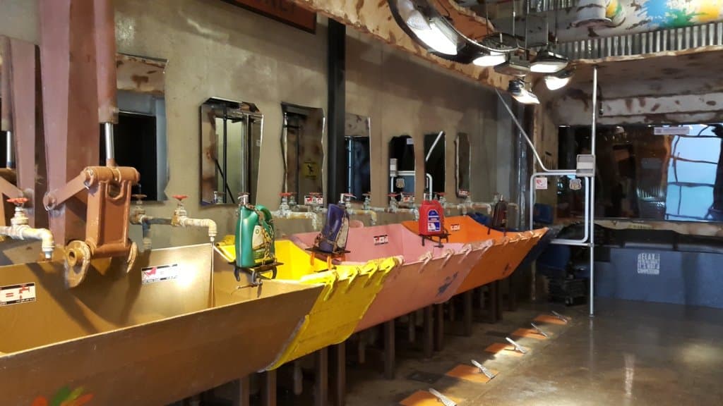 Inside bathrooms .. soap in 5ltr oil bottles