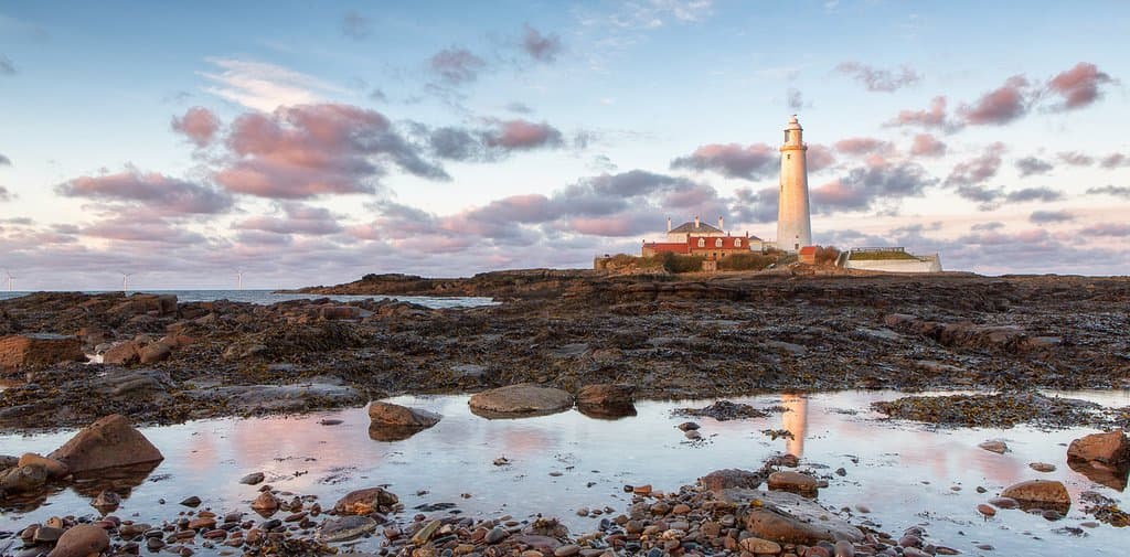 Evening, low tide, reflections in a rock pool