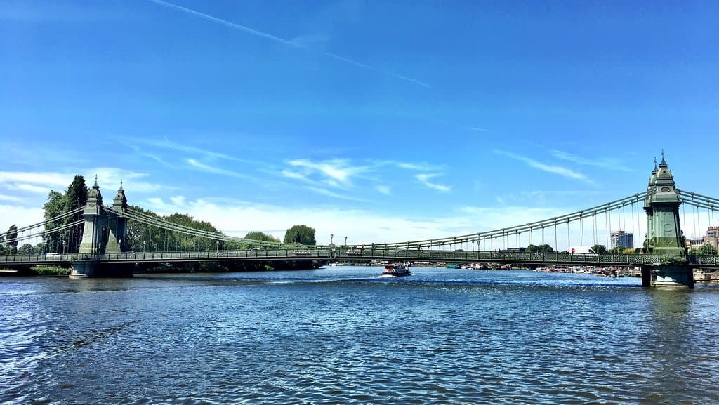 Hammersmith Bridge in the sunshine