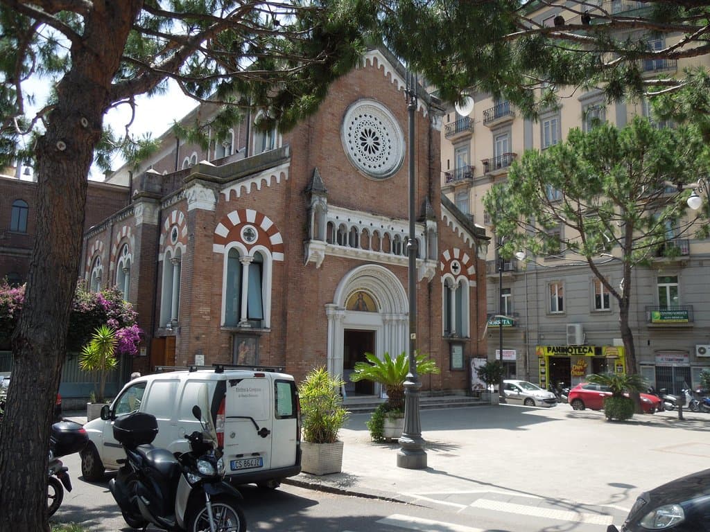 Sacred Heart church in front of the station