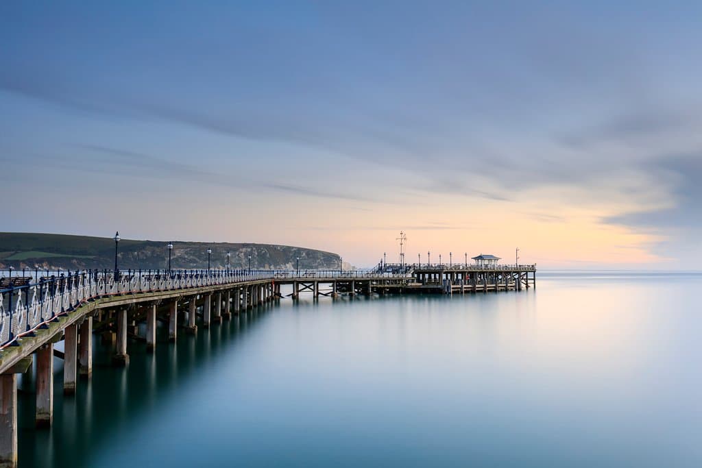 Swanage Pier in the hazy morning light