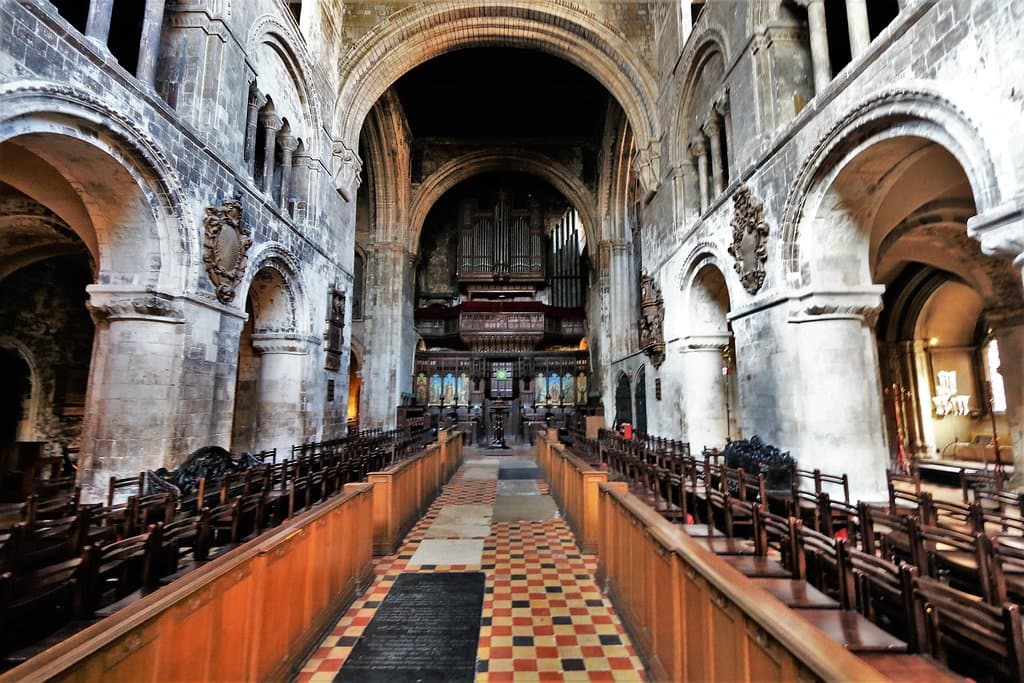 Main aisle looking from the altar rail westwards