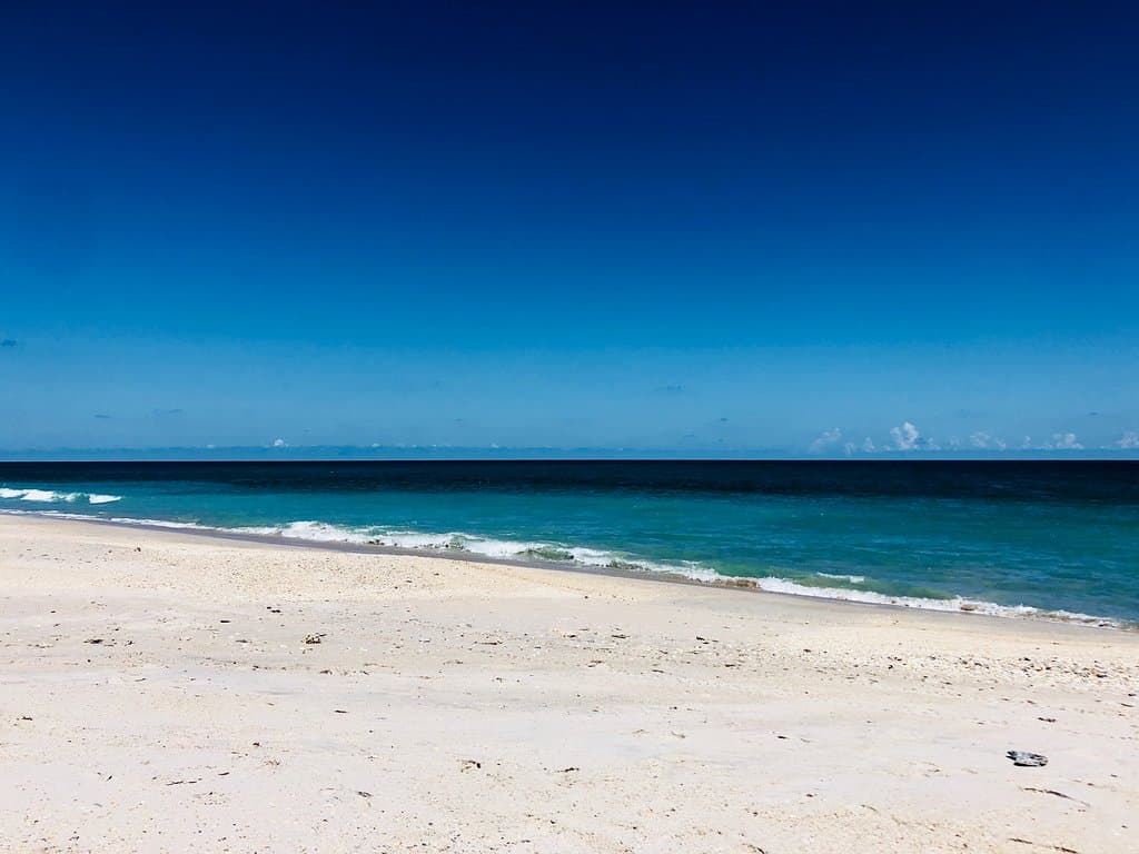 White sand beach.