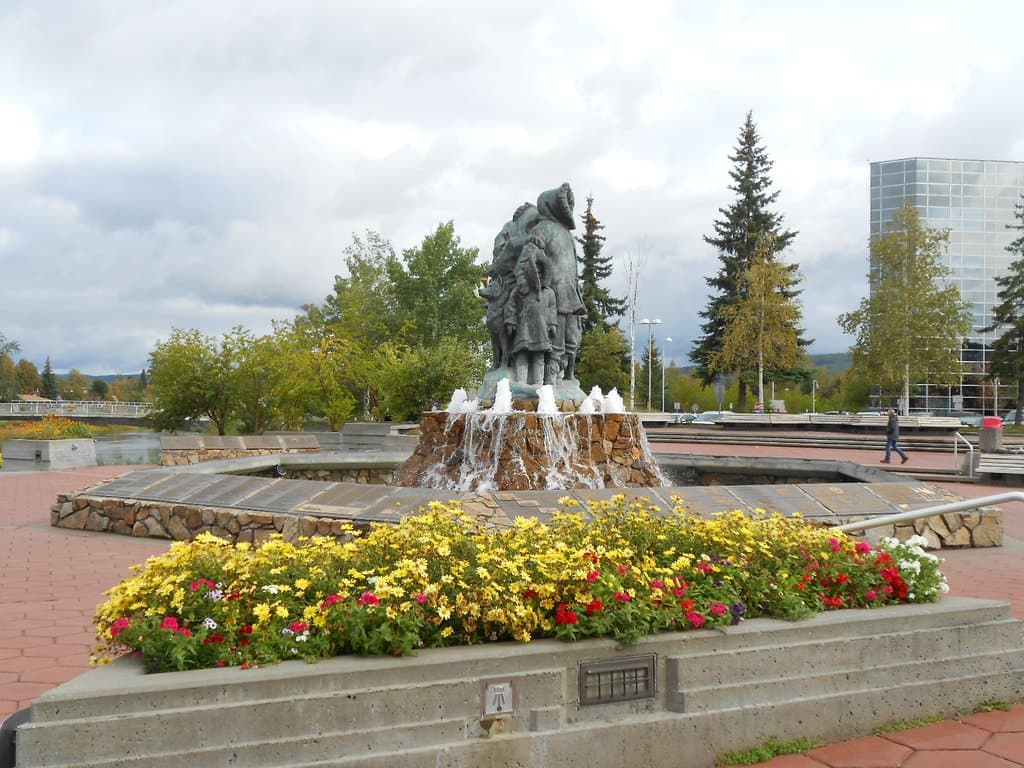 Golden Heart Plaza, downtown Fairbanks, Alaska. The Centerpiece of the Plaza.