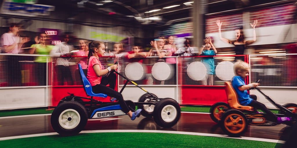 Have a friendly competition with your crew by racing them around our indoor track. Our cars are so cool and easy to drive! But remember โ you are the engine!