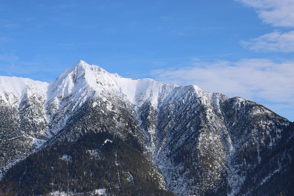 Snow caspped mountains