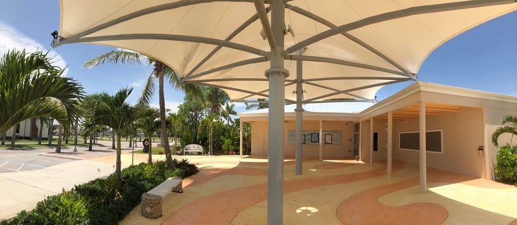 View of the A.E. Backus Museum & Gallery from the Outdoor Mural Plaza, Historic Downtown Fort Pierce