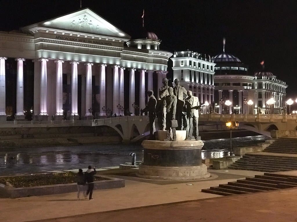 Beautiful renovated museum of Skopje in the city centre, at river Vardar and old bridge.