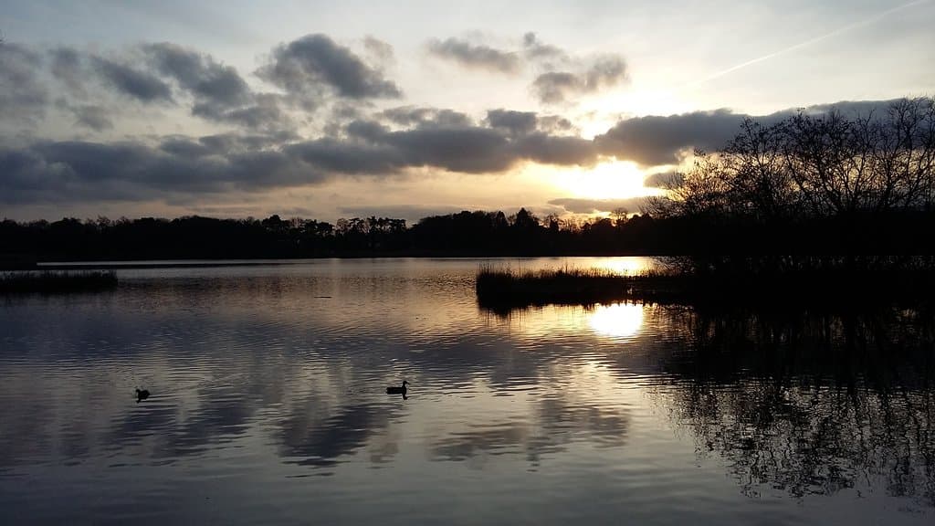 Winter sunset over Fleet Pond