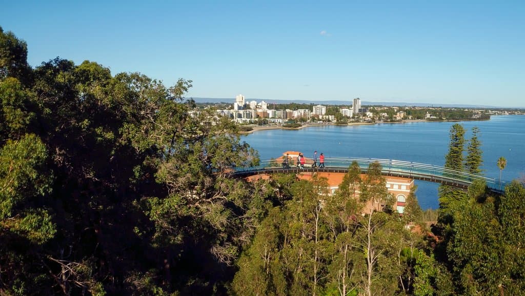 The Lotterywest Federation Walkway offers spectacular views of Perth city and the Swan River