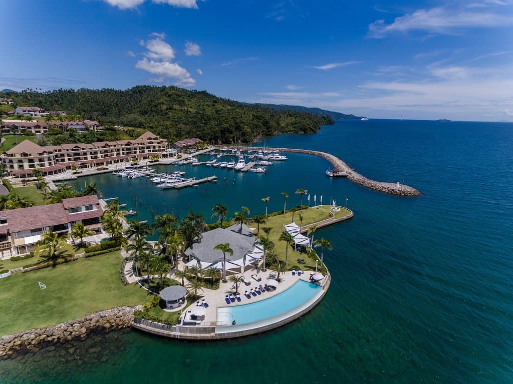 Aerial view of Marina Puerto Bahia and Ocean Club.