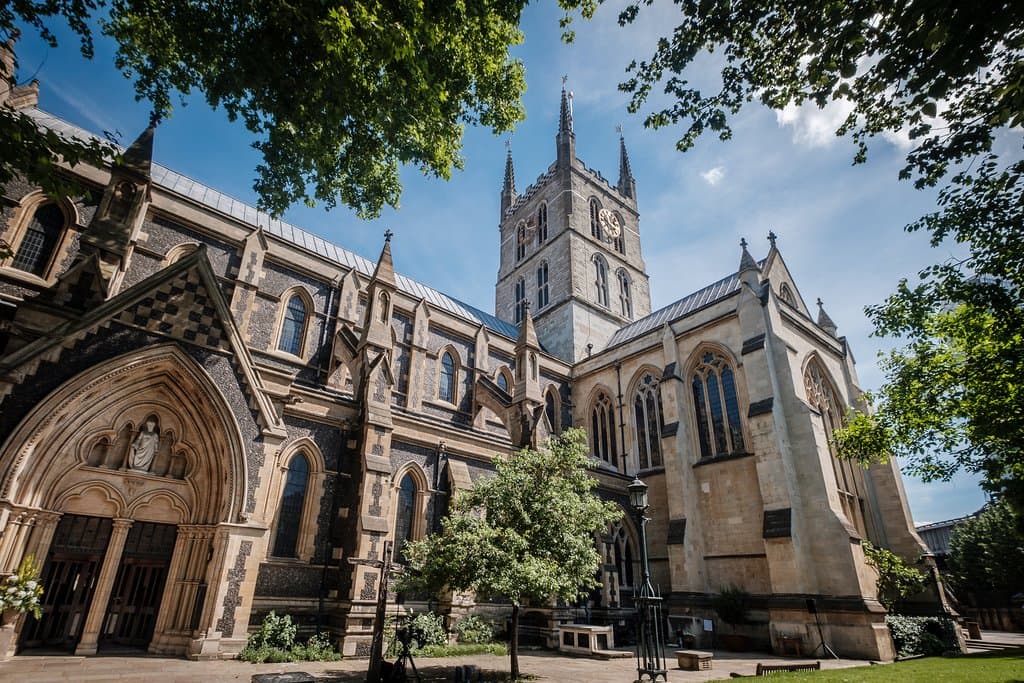 Southwark Cathedral from SW gates