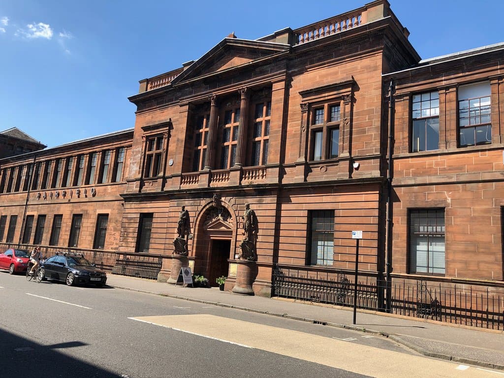 The main facade of the magnificent Grade A Listed building, former office headquarters of the Fairfield Shipbuilding & Engineering Co. Ltd.