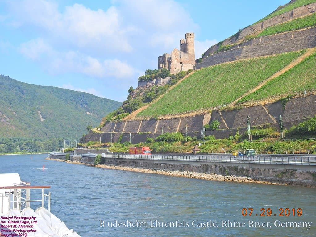 Ehrenfels Castle Ruins East Bank of Rhein River just North of Rudesheim.