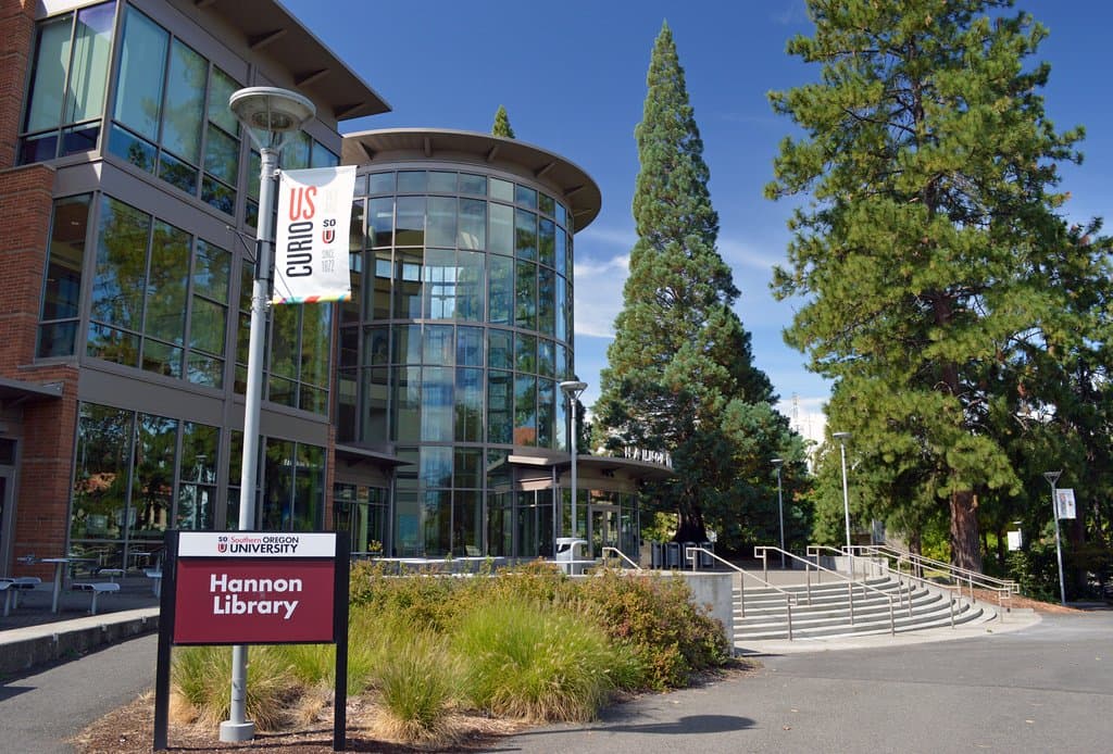Beautiful landscaping & bee gardens around SOU's magnificent Hannon Library