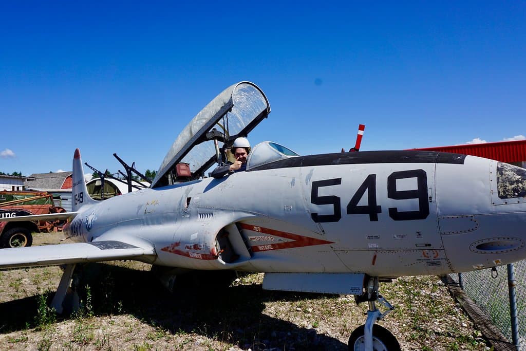 Trying on the Navy's first jet,