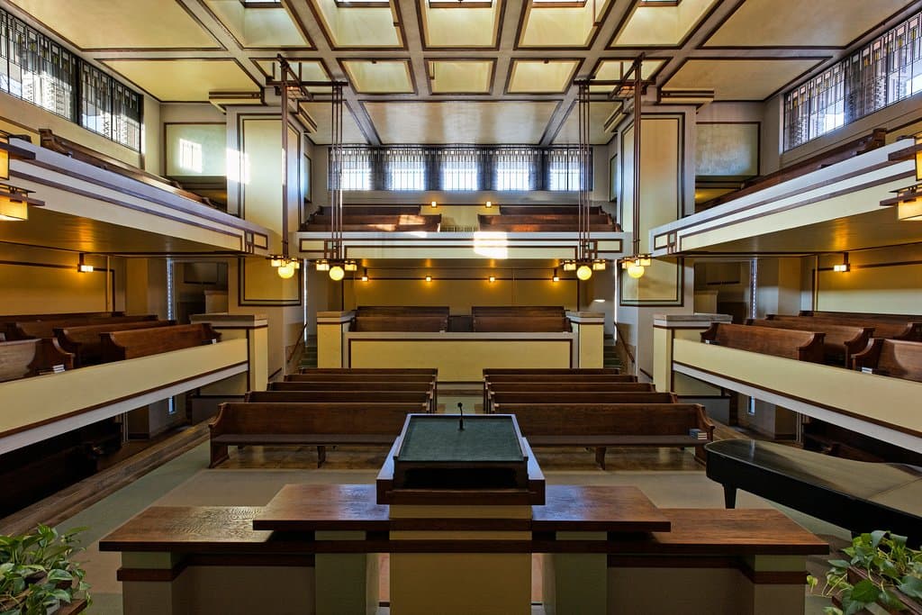 Sanctuary, Unity Temple (Frank Lloyd Wright, 1905-08), Oak Park, Ill
Credit: Courtesy of Frank Lloyd Wright Trust. Photographer: James Caulfield