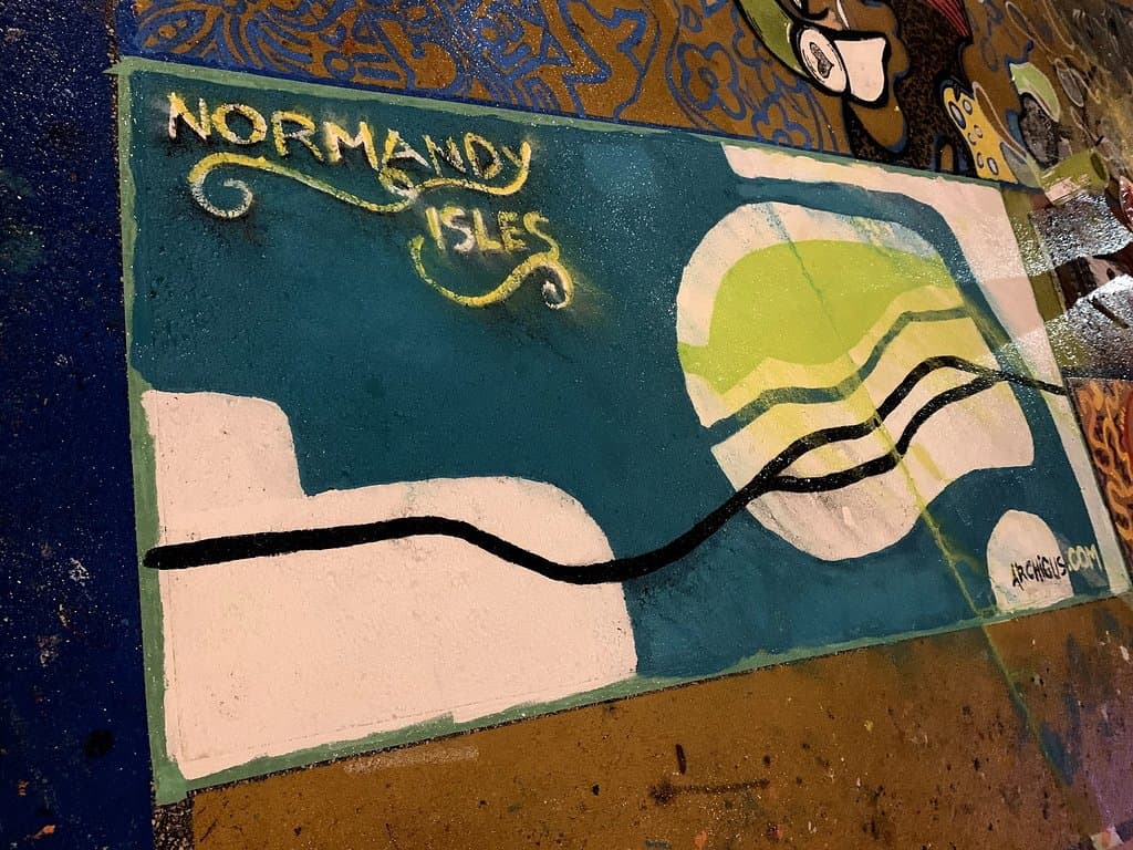 Paintings on the floor of the Normandy square