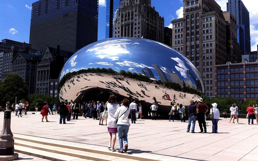 One of our favourite artworks by Anish Kapoor. We were fascinated by the work on our first visit to the City and have returned to enjoy the experience on two subsequent visits. It is not simply the work itself, but the fun of watching visitors endlessly inventing images using the various angular reflections.