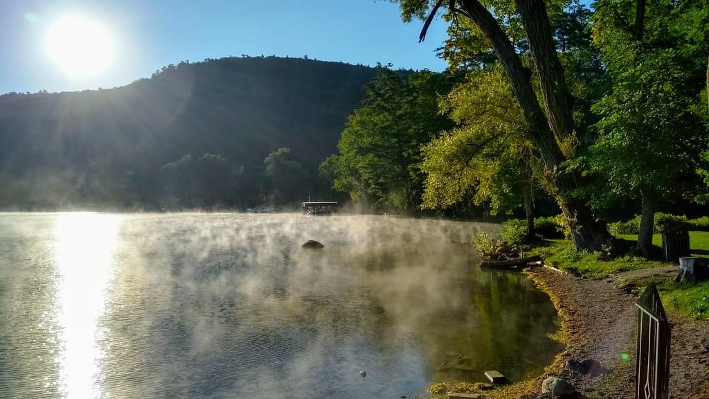Early morning fog lifting