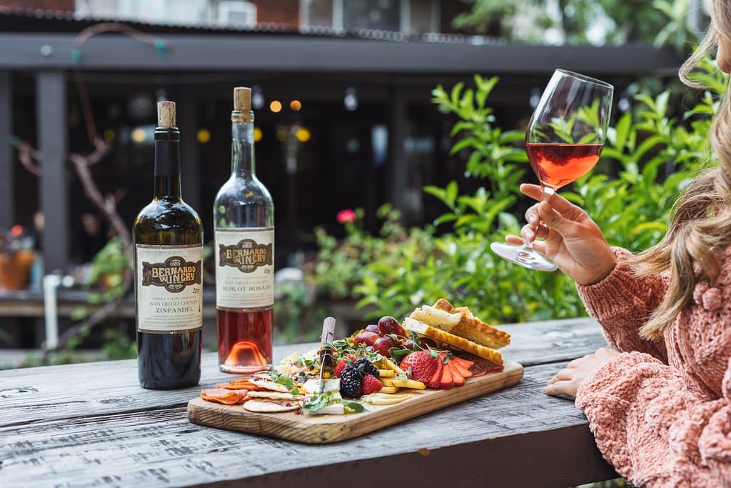 A cheese platter and some wine on the patio make a perfect date, day or night.