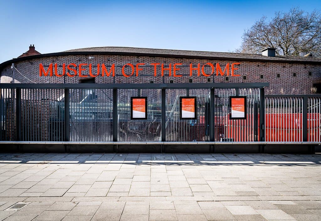 The new entrance to the Museum of the Home, opposite Hoxton Station