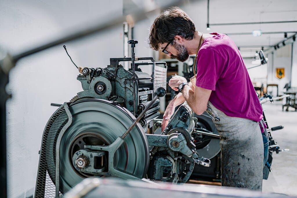 Letterpress machines at TYPA are still running every day.