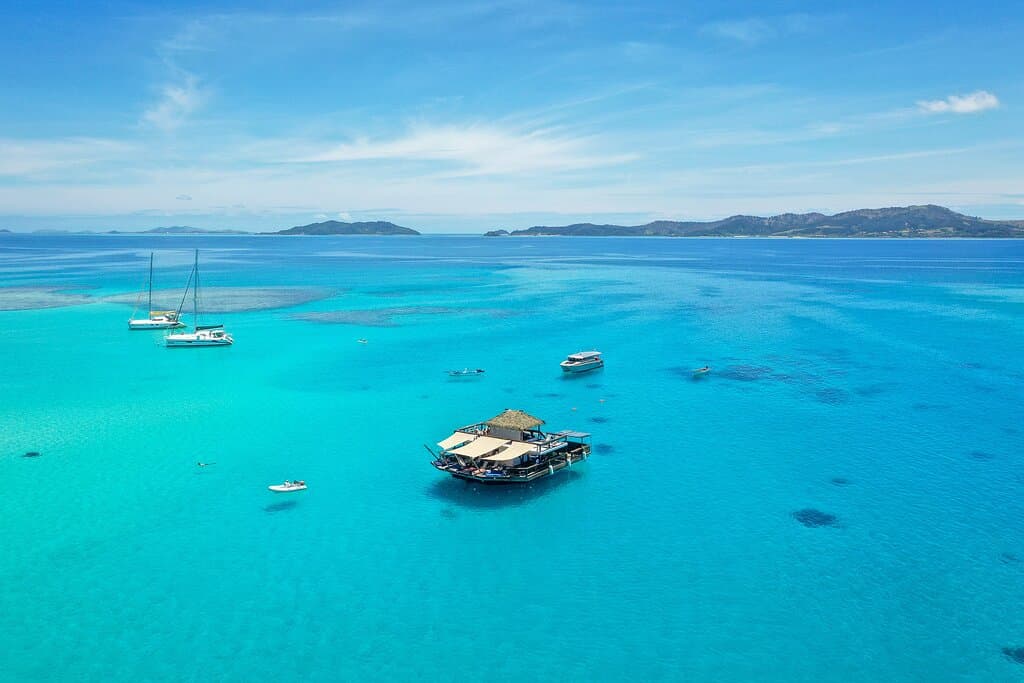 Cloud 9 is surrounded by beautiful reef. You can go snorkelling and spot tropical fishes, turtles and coral. But please don't stand or touch the corals : it's precious! 
Sunscreen also damages the reef so avoid to apply just before you jump in and buy natural sunscreen. Vinaka!