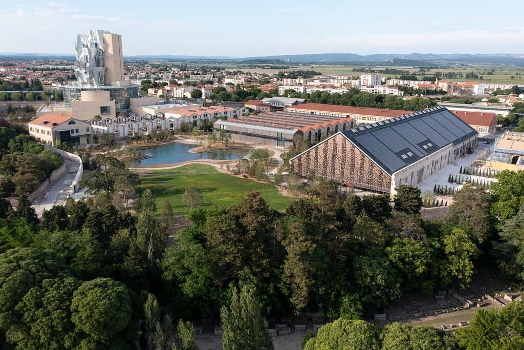 Parc des Ateliers (LUMA Arles) : vue aérienne.