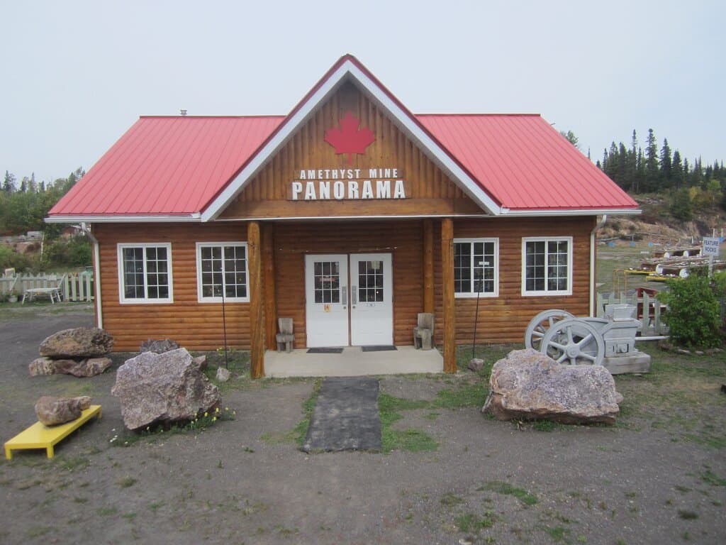 Welcome Centre at Amethyst Mine Panorama, Thunder Bay Ontario Canada.
Visit the amethyst mine for tours, dig-your-own and hand-crafted amethyst gifts.