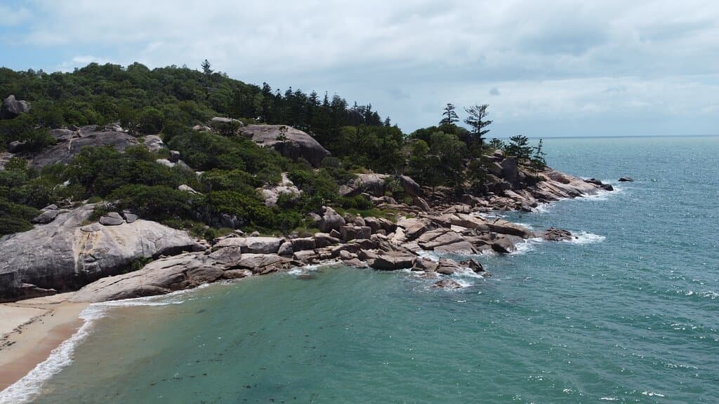 Drone shots of beach and rocks