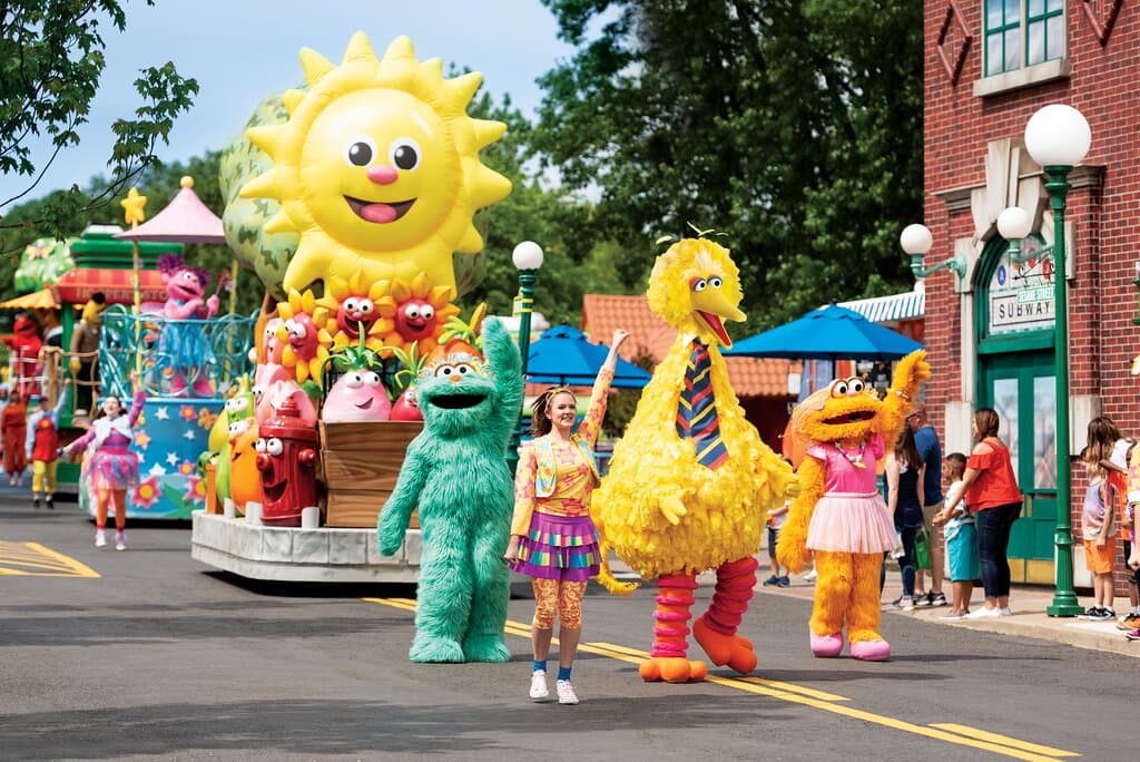 Family rides, live shows, parade, interactive Sesame Street Neighborhood, furry friends, & more!
