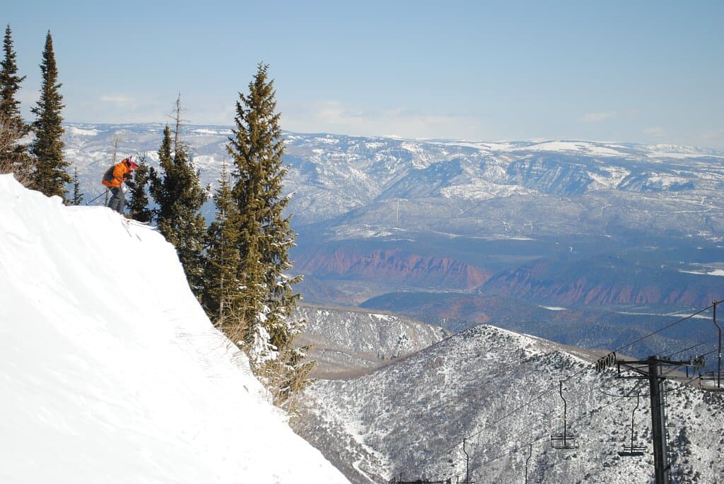 Youngest son hitting the cornice at the top of Mountain. Yeeeehaaaw!