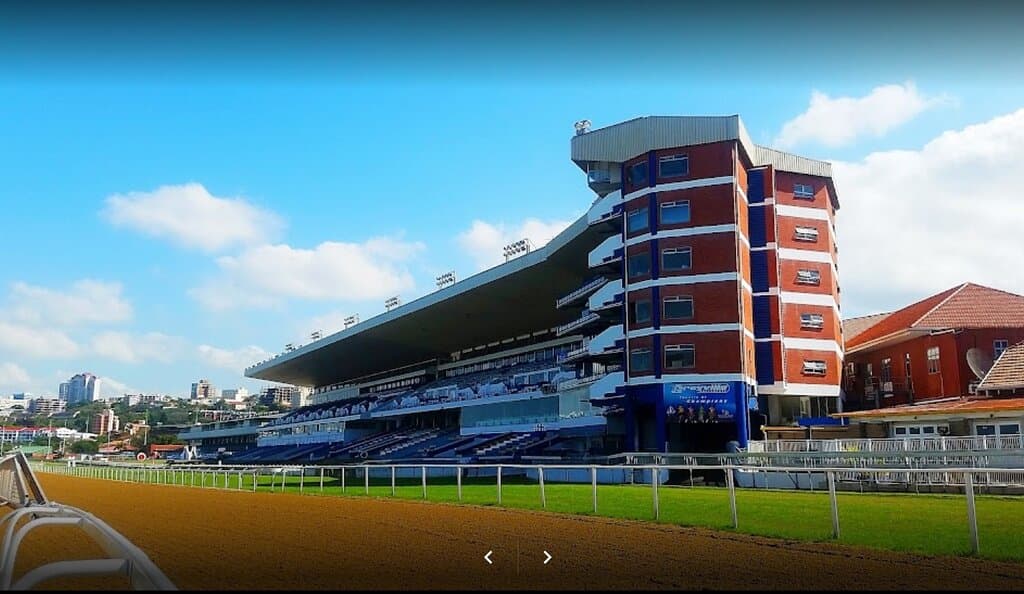Hollywoodbets Greyville Home Straight and Grandstand.