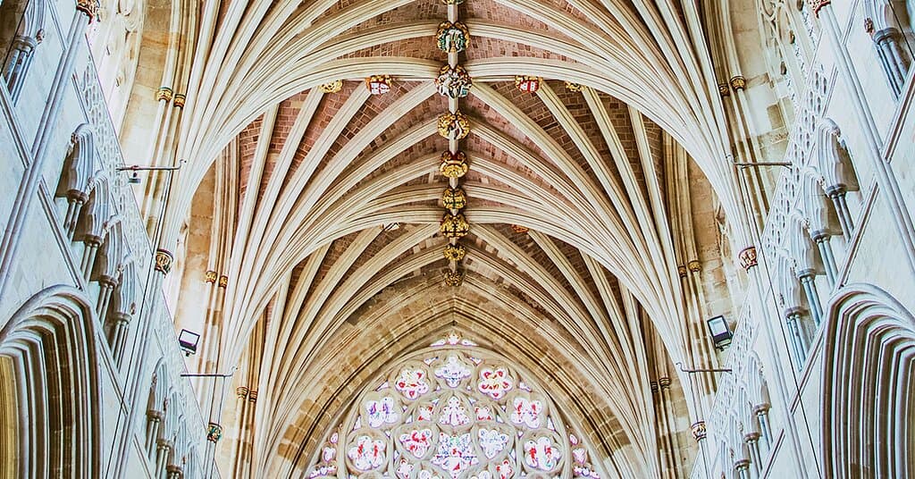Exeter Cathedral’s famous stone vaulted ceiling