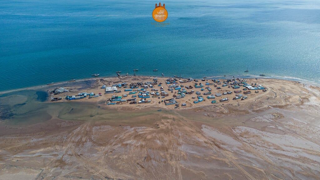 The Banc d'Arguin National Park (Arabic: حوض أركين) of Bay of Arguin lies in Western Africa on the west coast of Mauritania between Nouakchott and Nouadhibou and is the former mouth of the Tamanrasset River. The World Heritage Site is a major site for migratory birds and breeding birds, including flamingos, pelicans and terns. Much of the breeding is on sand banks including the islands of Tidra, Niroumi, Nair, Kijji and Arguim. The surrounding waters are some of the richest fishing waters in wes
