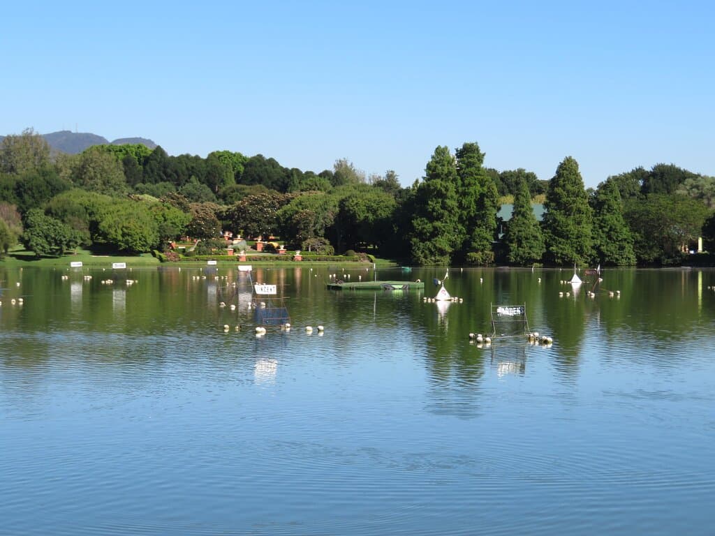 Overlooking the aqua golf towards the gardens