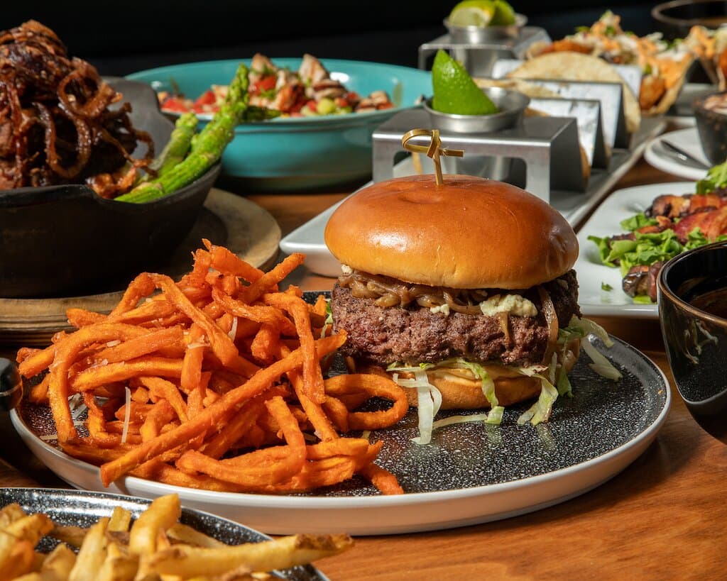 1/2lb Blue Burger with Sweet Potato Fries