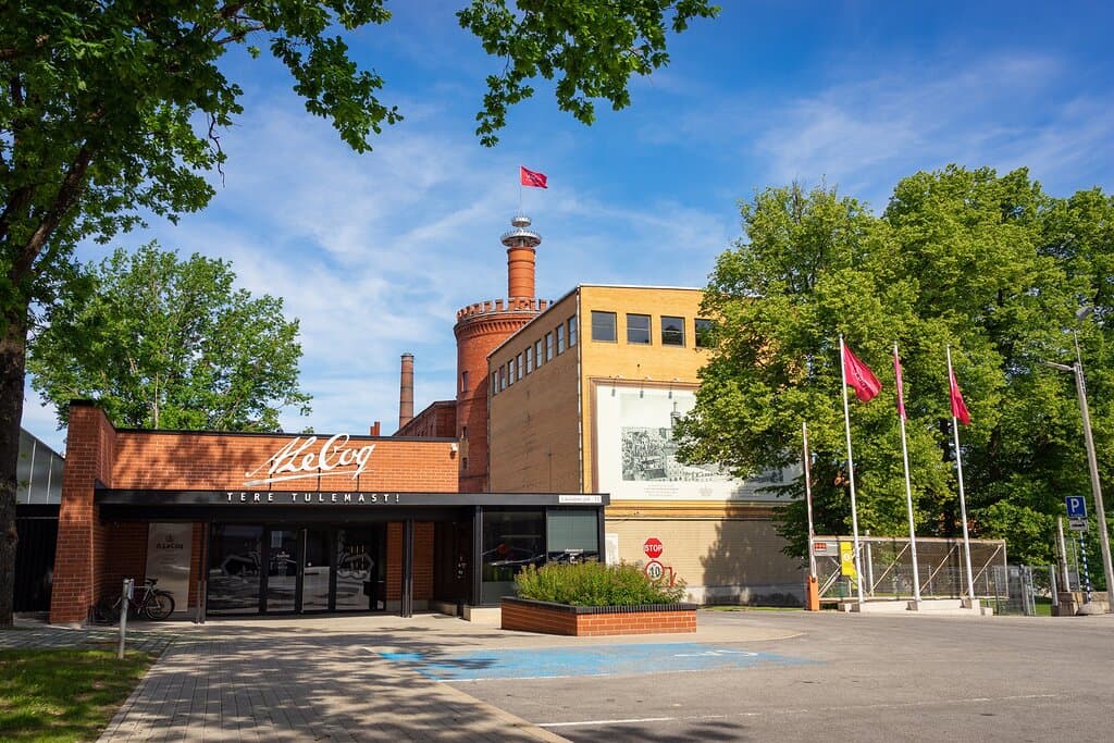 Entrance to the Beer Museum and Malt Tower in the background.